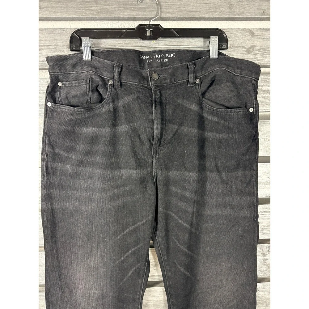 Banana Republic The Traveler Slim Fit Jeans Mens 38x32 Black Faded Stretch Denim